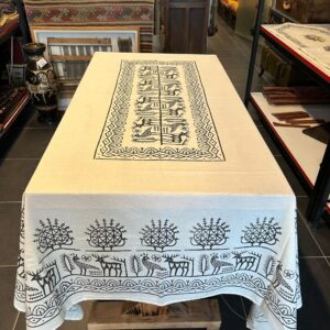 EL BASKISI DİKDÖRTGEN MASA ÖRTÜSÜ 206 X 140 CM