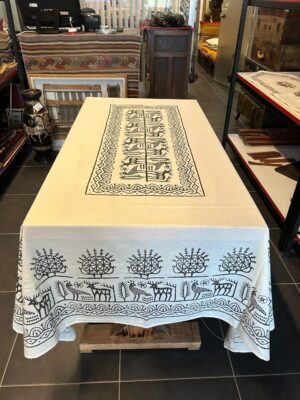 EL BASKISI DİKDÖRTGEN MASA ÖRTÜSÜ 206 X 140 CM