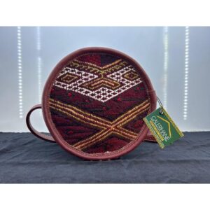 Küçük Yuvarlak Deri Kilim Çanta - Görsel 2